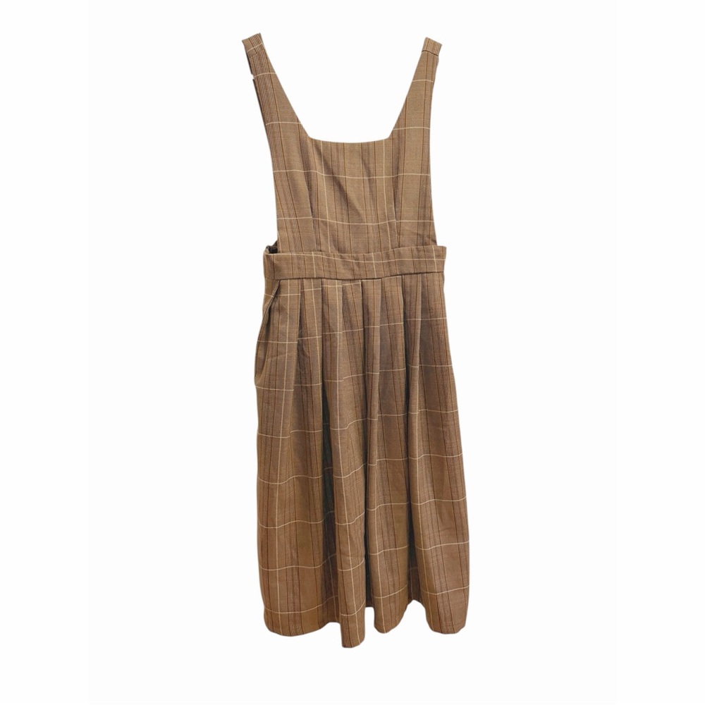 Brown Plaid Pinafore Dress